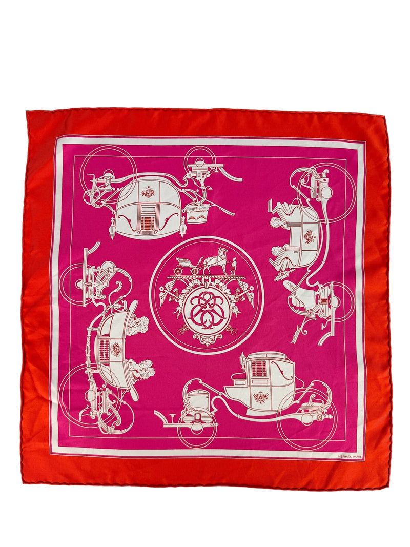 Hermes Pink and Orange Ex Libris Scarf