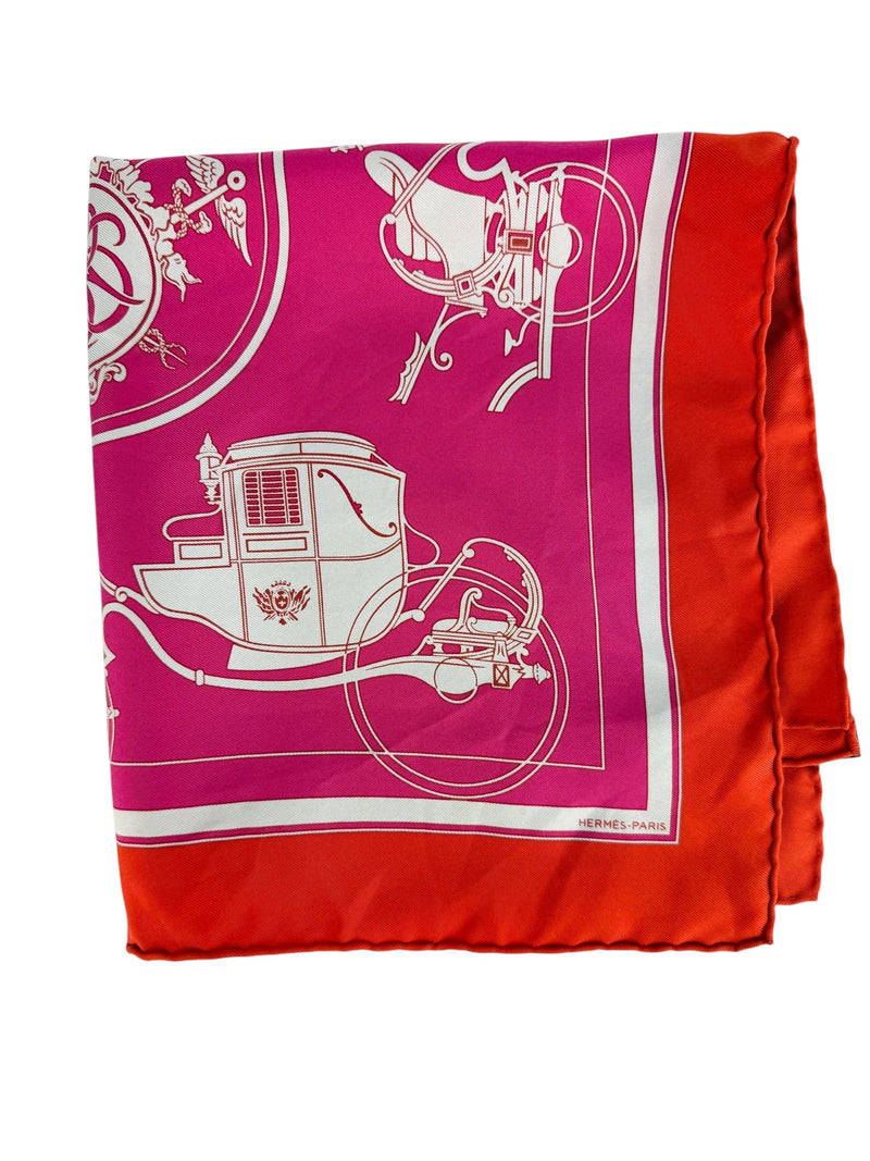 Hermes Pink and Orange Ex Libris Scarf