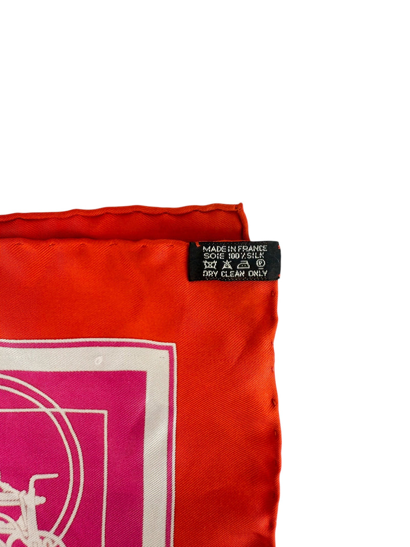 Hermes Pink and Orange Ex Libris Scarf