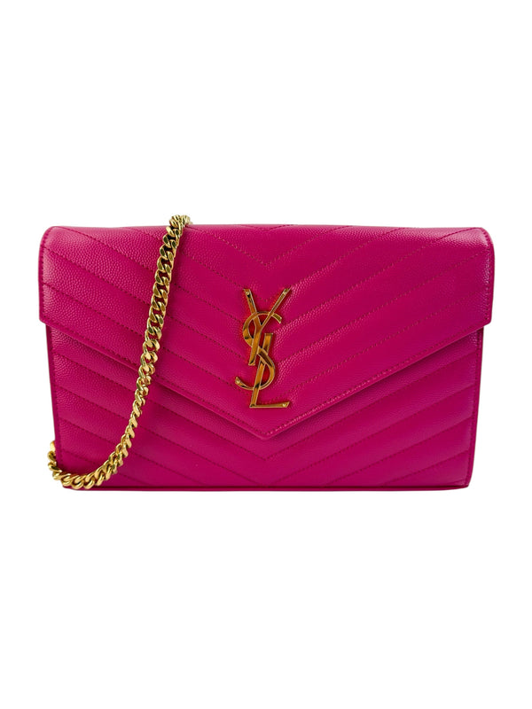 Saint Laurent Leather Envelope Chain Wallet