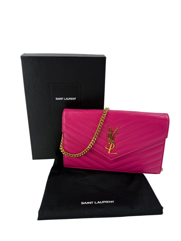 Saint Laurent Leather Envelope Chain Wallet