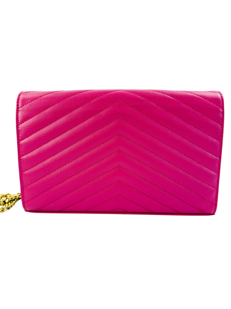 Saint Laurent Leather Envelope Chain Wallet
