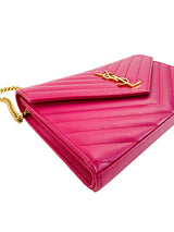 Saint Laurent Leather Envelope Chain Wallet