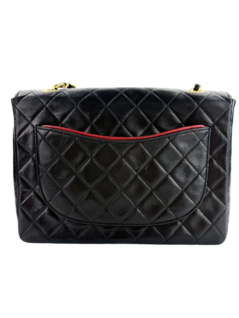 Chanel Vintage Single Flap Black Quilted Lambskin Handbag