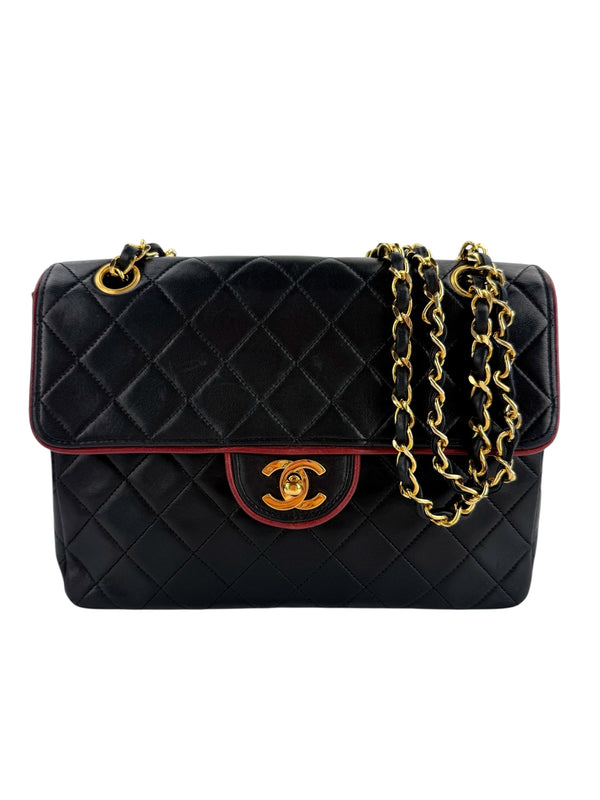 Chanel Vintage Single Flap Black Quilted Lambskin Handbag