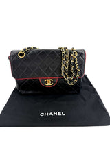 Chanel Vintage Single Flap Black Quilted Lambskin Handbag