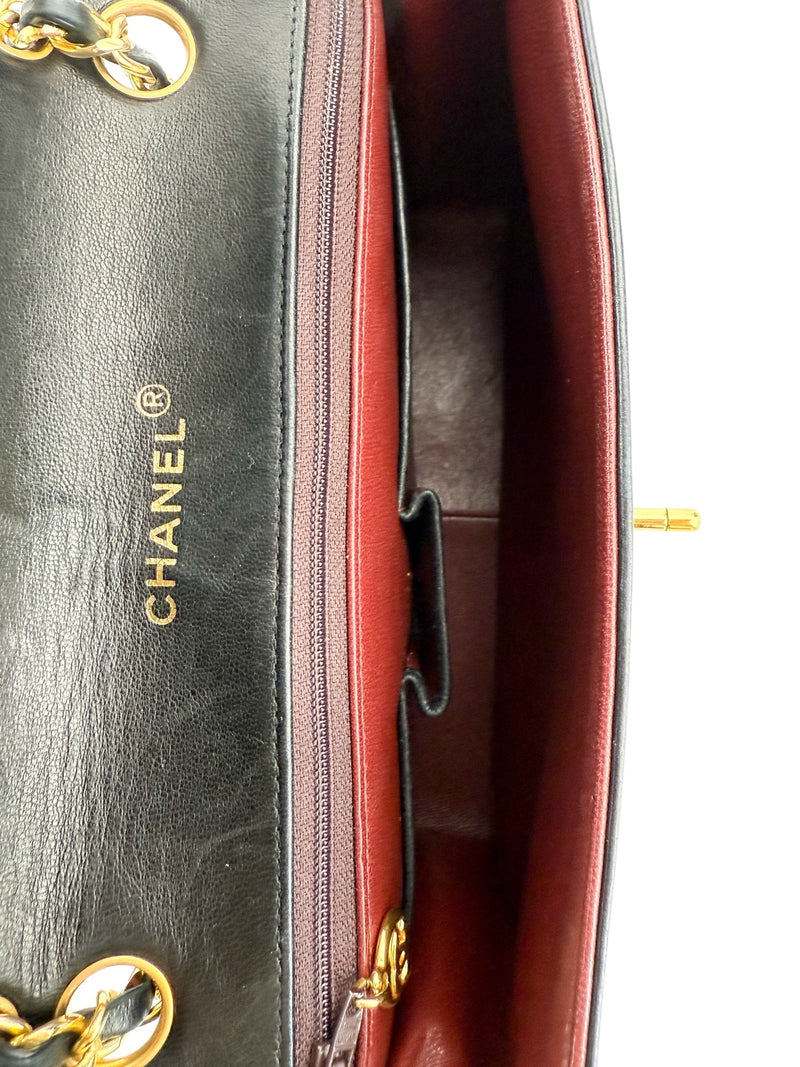 Chanel Vintage Single Flap Black Quilted Lambskin Handbag