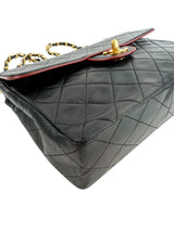 Chanel Vintage Single Flap Black Quilted Lambskin Handbag