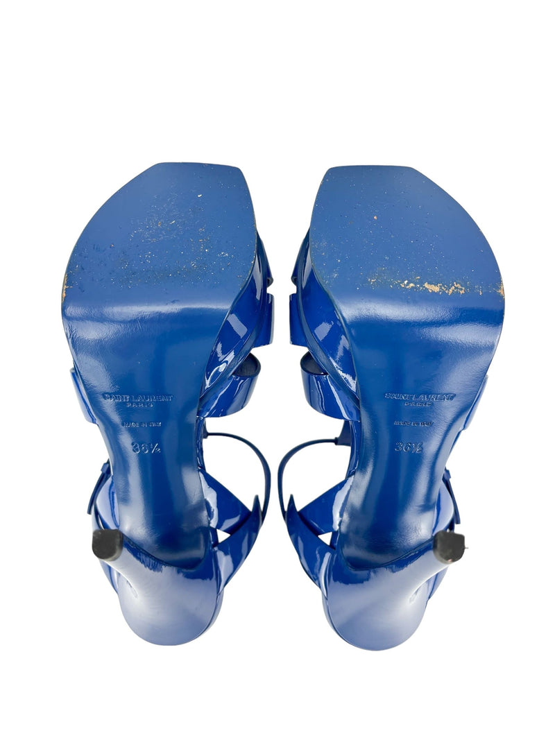 Saint Laurent Royal Blue Tribute Platform Heels Size 36.5