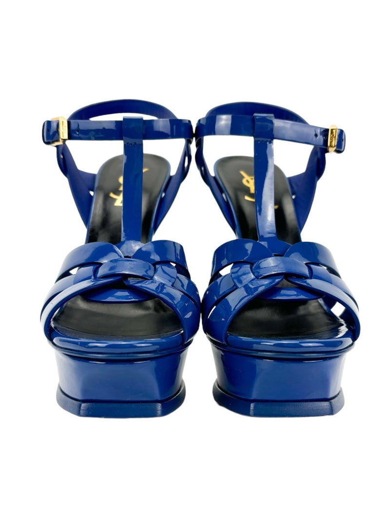 Saint Laurent Royal Blue Tribute Platform Heels Size 36.5