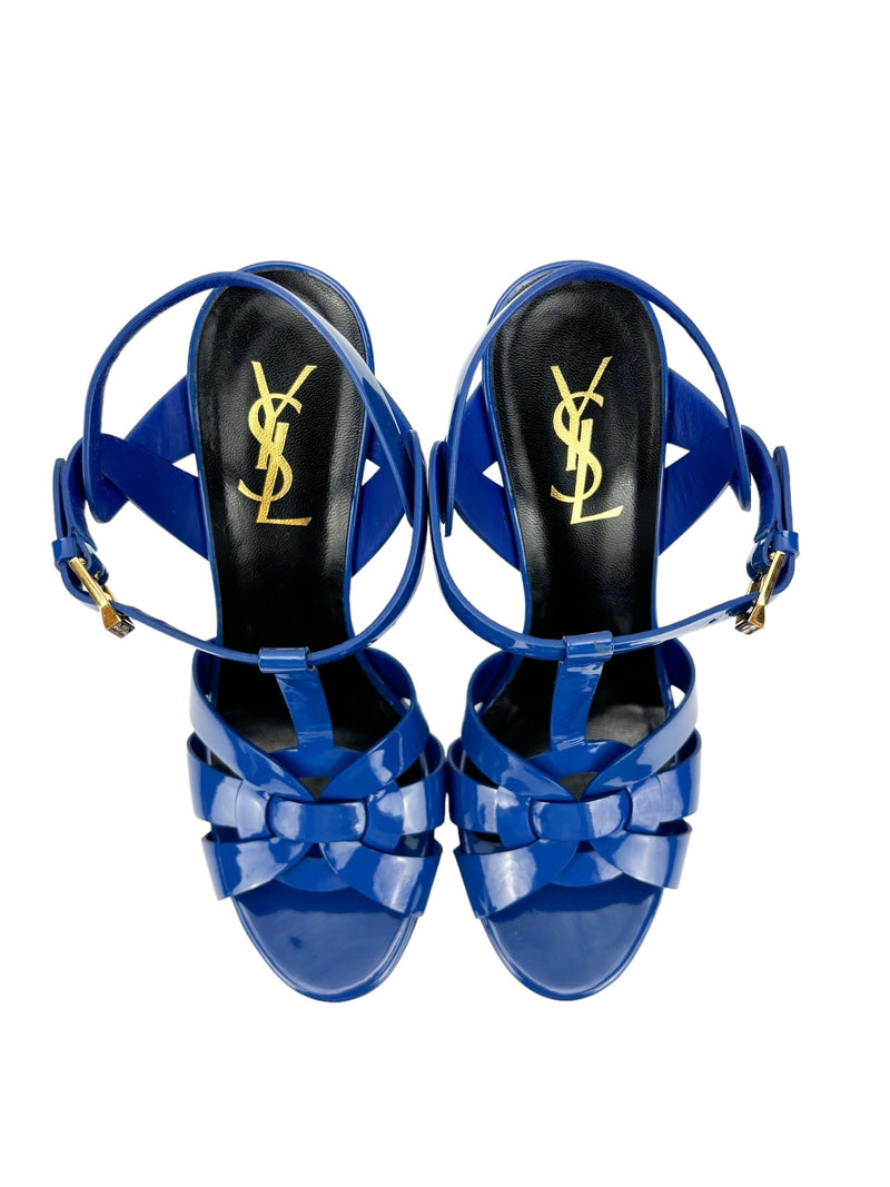 Saint Laurent Royal Blue Tribute Platform Heels Size 36.5