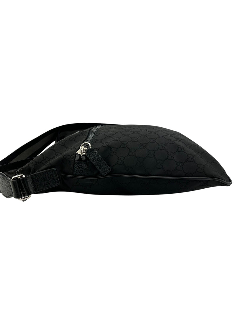 Gucci Black GG Nylon Messenger Bag