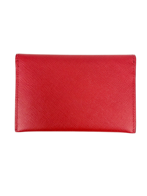 Prada Red Saffiano Leather Snap Card holder