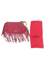 Valentino Red Grained Calfskin Fringe Clutch
