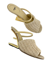 Fendi Cream Raffia First Heels (FULL SET)