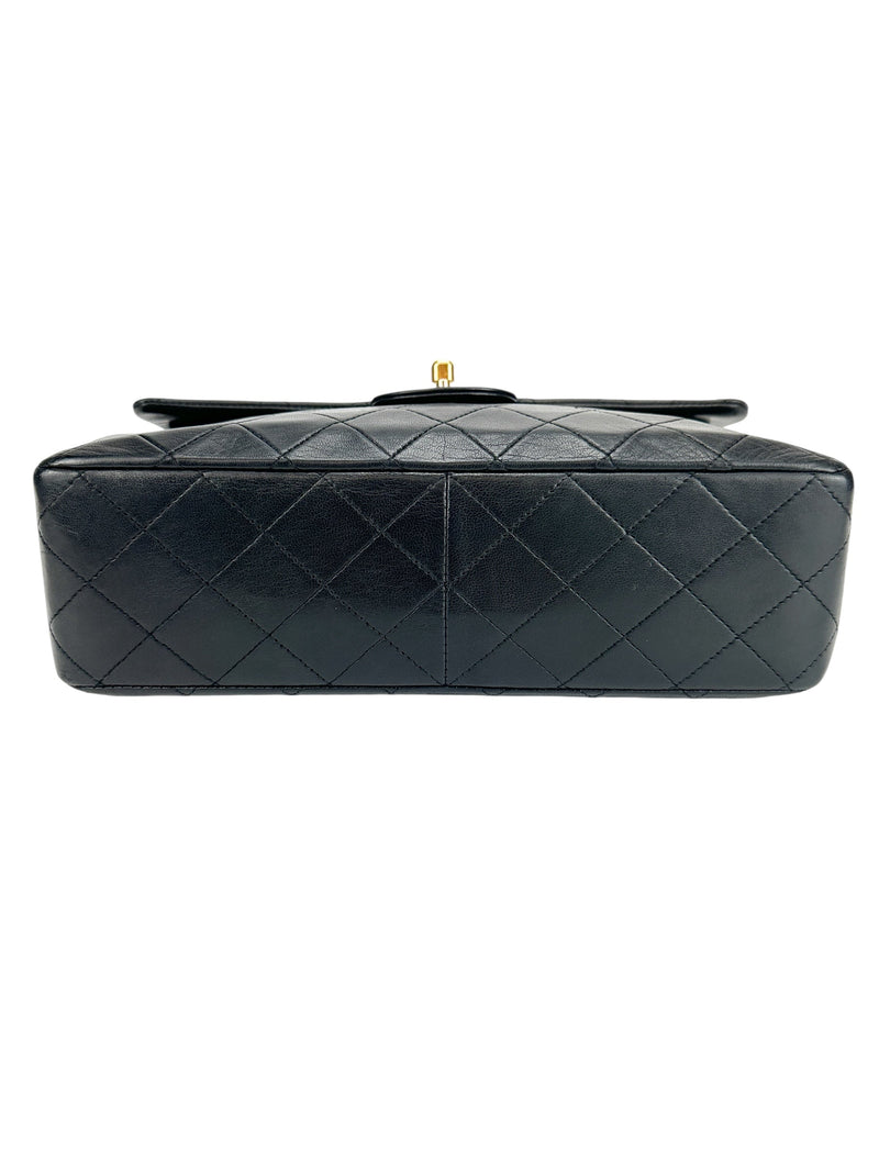 Chanel Vintage Black Quilted Lambskin Double Flap Bag