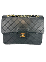 Chanel Vintage Black Quilted Lambskin Double Flap Bag