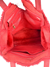 Chanel Red Shearling Tote
