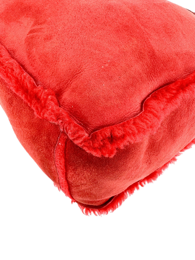 Chanel Red Shearling Tote