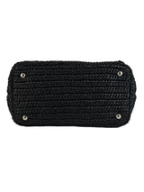 Prada Black Raffia Bag W/ Pom Poms and Strap