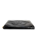 Chanel Black Patent Zip Around Wallet