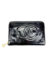 Chanel Black Patent Zip Around Wallet