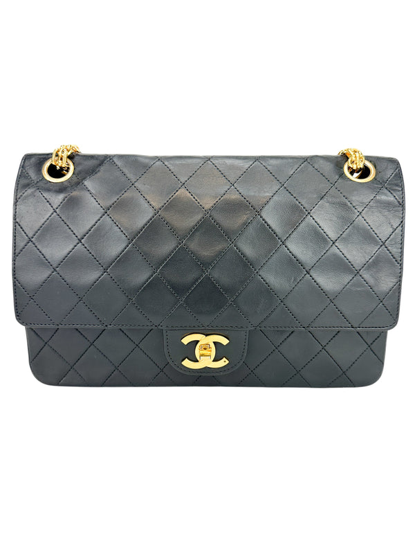 Chanel Vintage Black Lambskin Double Flap