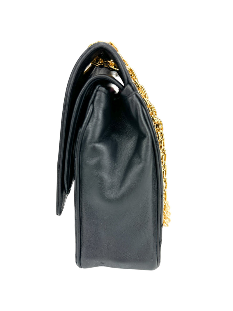 Chanel Vintage Black Lambskin Double Flap