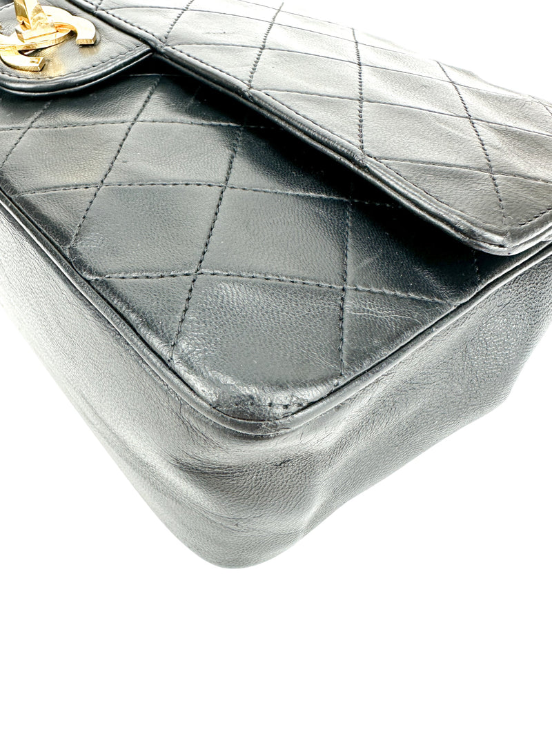 Chanel Vintage Black Lambskin Double Flap