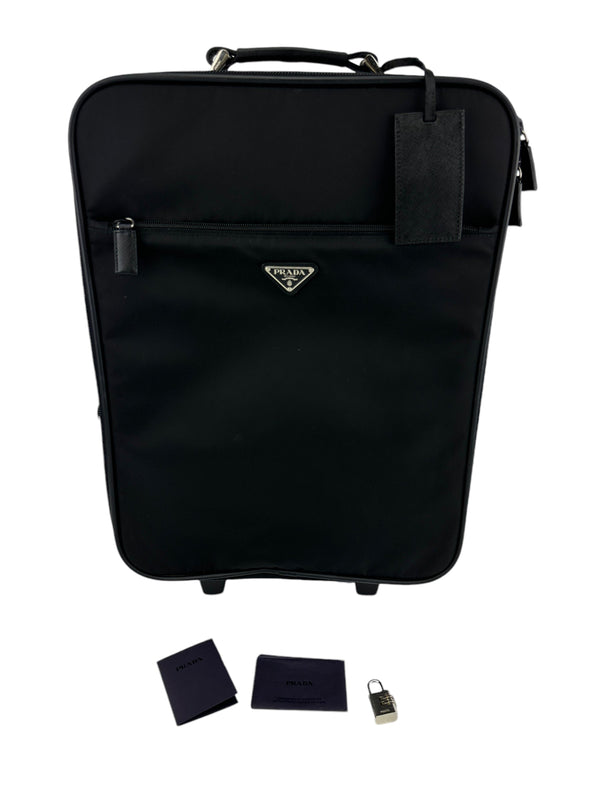 Prada Black Nylon Rolling Luggage 53CM
