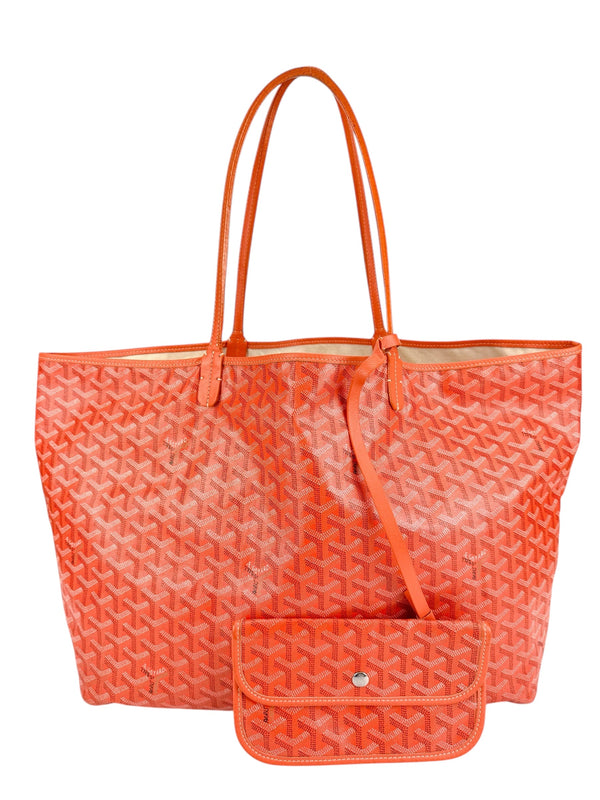 Goyard Orange Goyardine Saint Louis GM Tote W/ Pouch