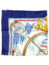 Hermès Navy Vive Le Vent Silk Scarf 90cm