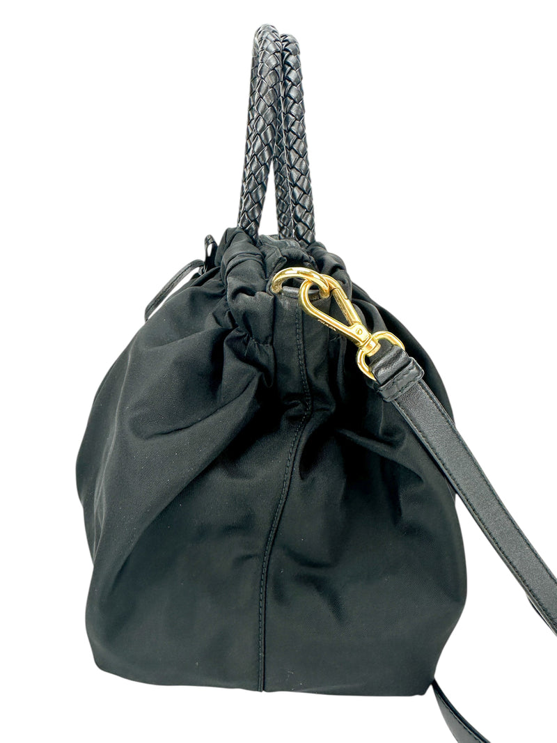 24AW new/PRADA ナイロンバッグ Bag Black Prada Black Nylon Gathered Bag W/ Strap – Season 2 Consign