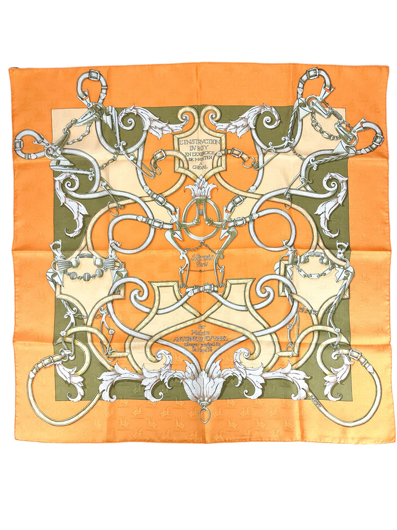 Hermès Orange L'Instruction du Roy Jacquard Silk Scarf 90cm (Full Set)