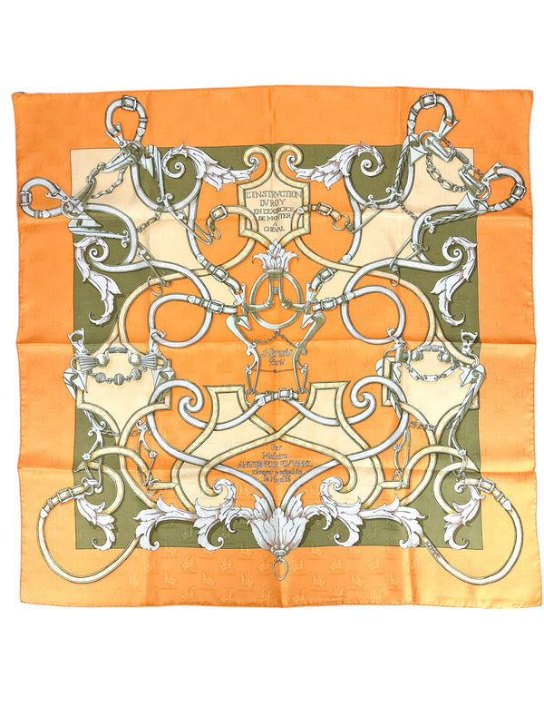 Hermès Orange L'Instruction du Roy Jacquard Silk Scarf 90cm (Full Set)
