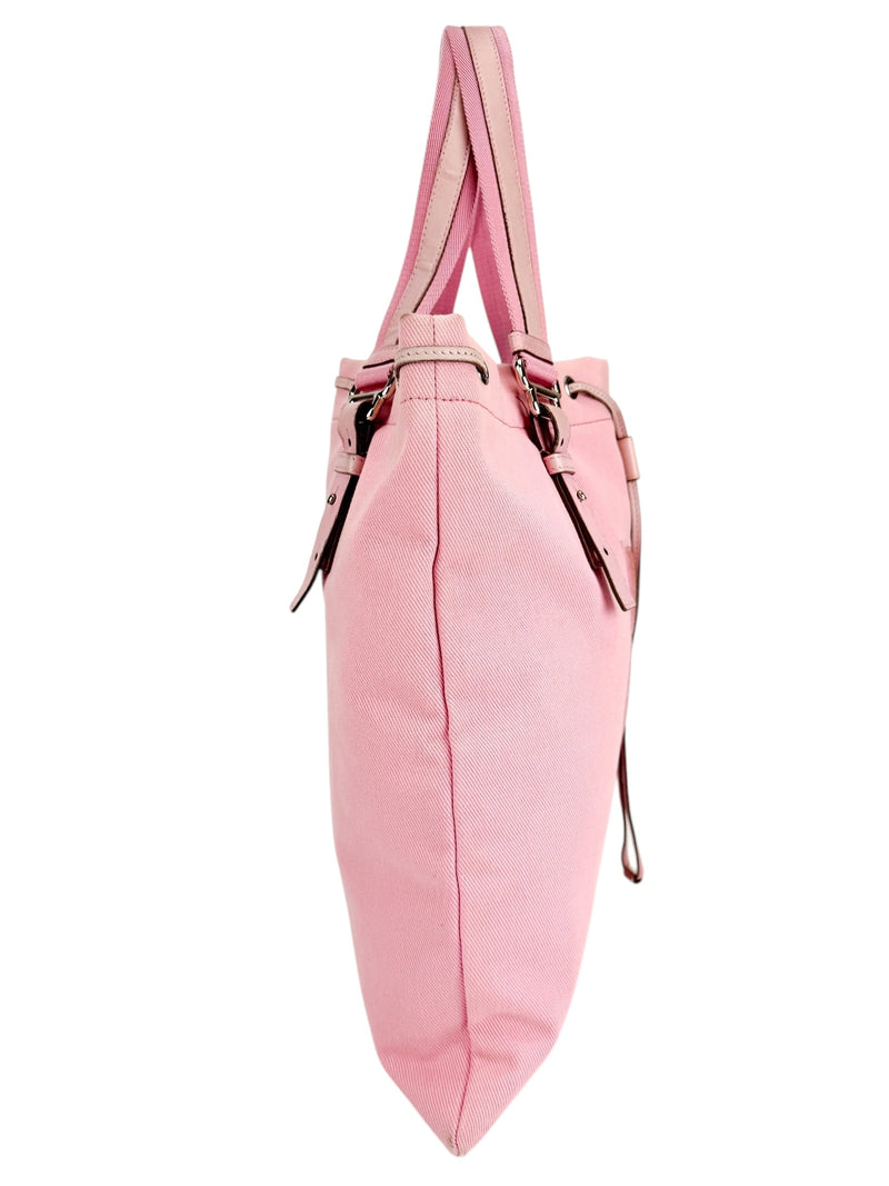Yves Saint Laurent Rive Gauche Pink Kahara Canvas Tote