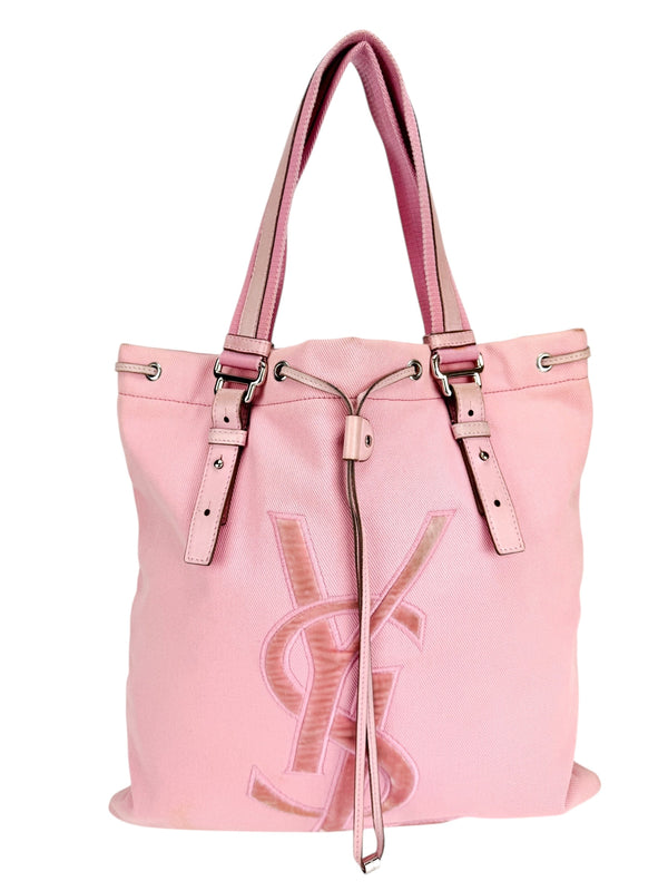 Yves Saint Laurent Rive Gauche Pink Kahara Canvas Tote