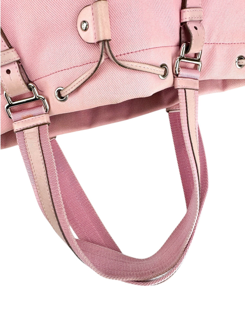Yves Saint Laurent Rive Gauche Pink Kahara Canvas Tote