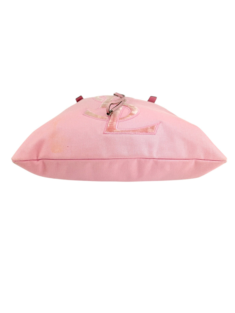 Yves Saint Laurent Rive Gauche Pink Kahara Canvas Tote