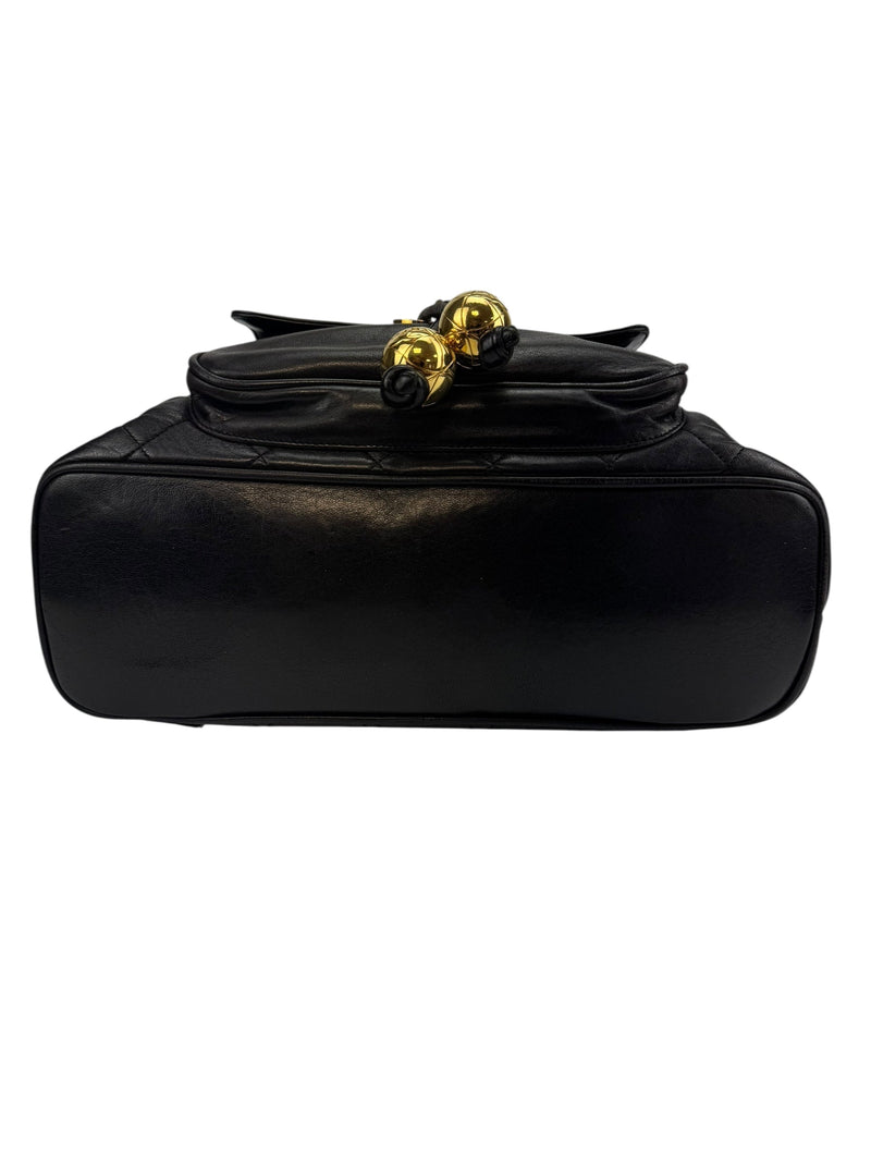 Chanel Vintage Black Quilted Lambskin Backpack