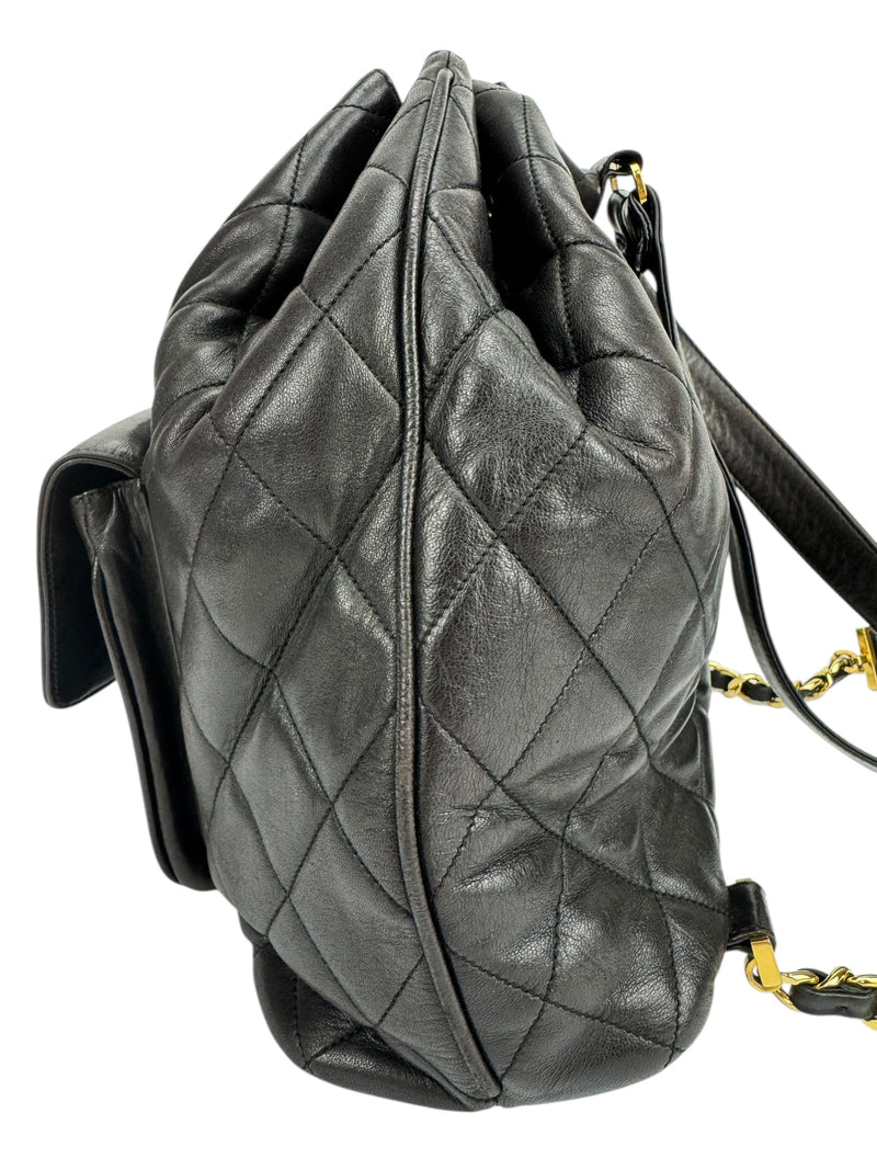 Chanel Vintage Black Quilted Lambskin Backpack