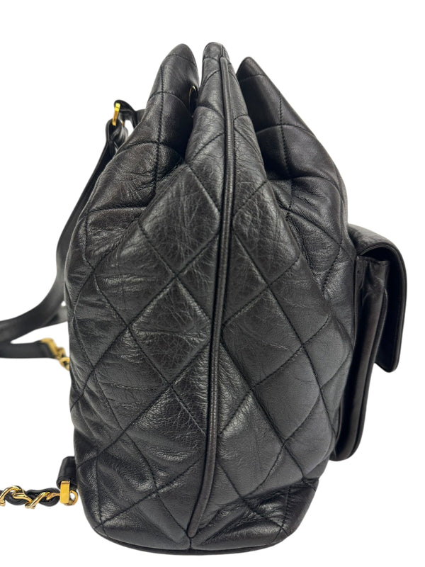 Chanel Vintage Black Quilted Lambskin Backpack