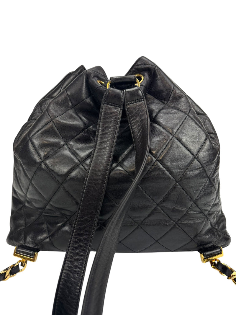 Chanel Vintage Black Quilted Lambskin Backpack