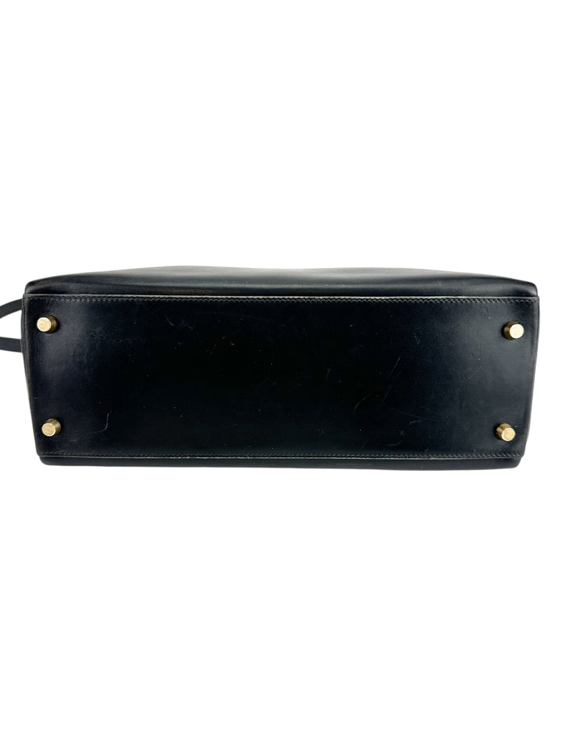 Hermès Vintage Black Box Calf Kelly 32