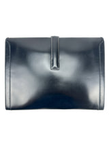 Hermès Vintage Black Box Calf Leather Jige Clutch GM