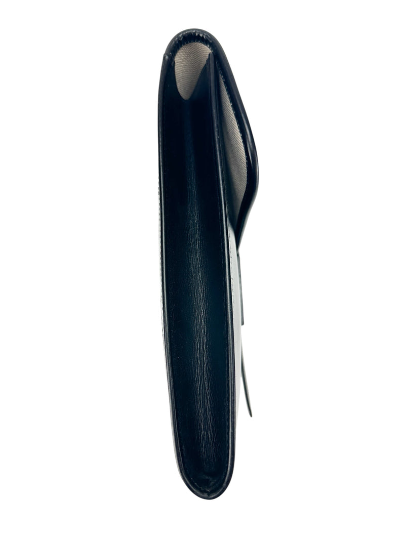 Hermès Vintage Black Box Calf Leather Jige Clutch GM