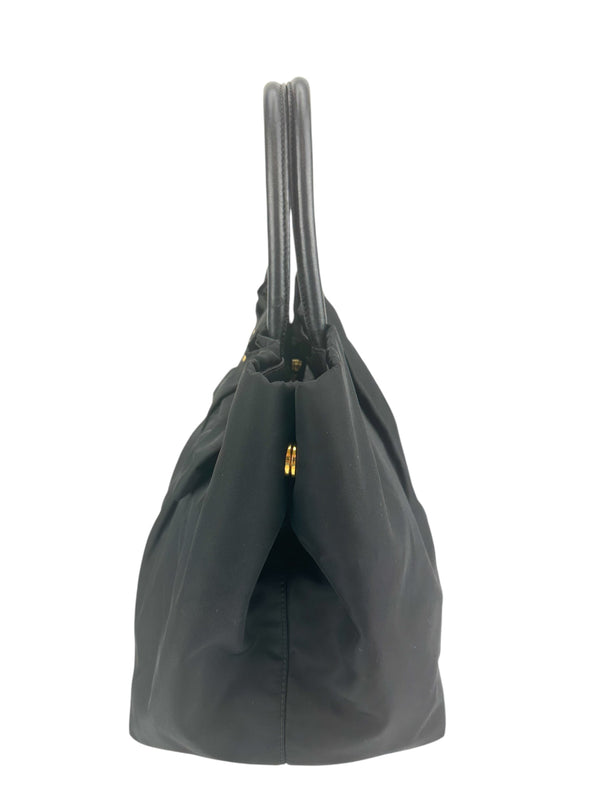 Prada Black Nylon Bow Ribbon Tote