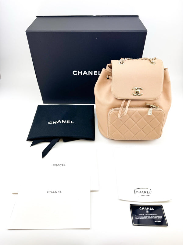 Chanel Beige Caviar Business Affinity Backpack