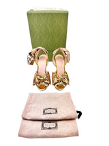 Gucci Gold Sequin Wedge Espadrilles Size 37.5