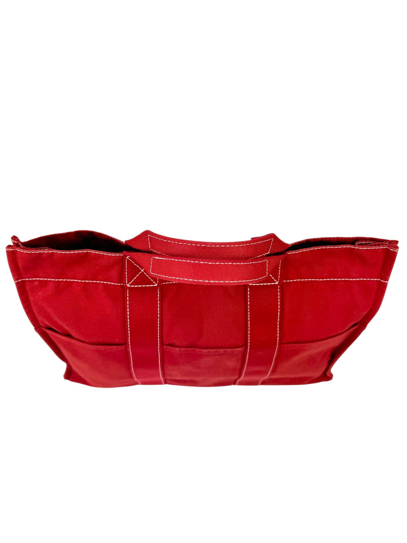 Hermes Red Canvas Her MM Tote Bag